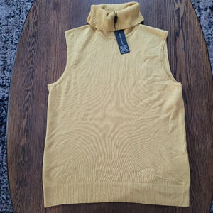 Cable & Guage Mustard Yellow Knit Sleeveless Sweater Top Size Women's Medium NEW